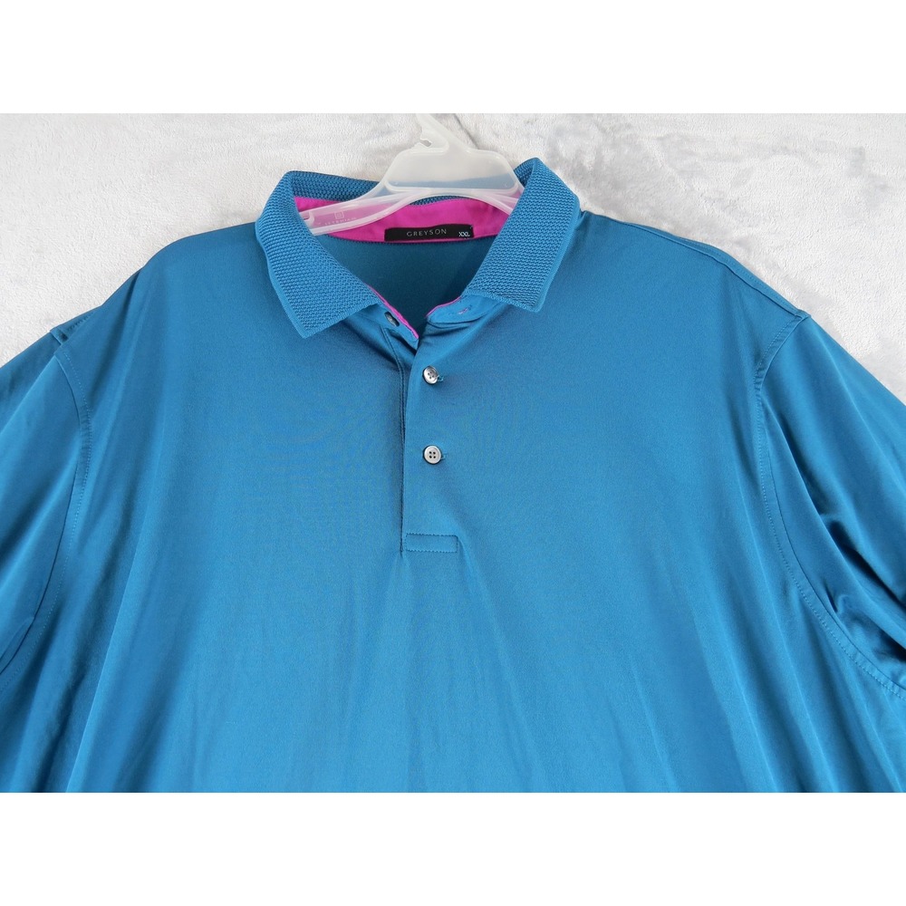 Greyson Polo Shirt Mens 2XL Blue Performance Golf Lightweight Wolf Logo Classic‎